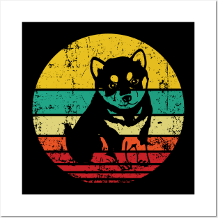 Shiba Inu Retro Sunset Posters and Art